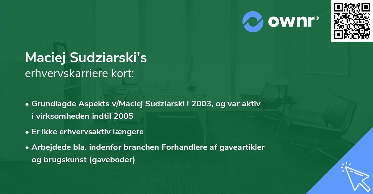Maciej Sudziarski's erhvervskarriere kort