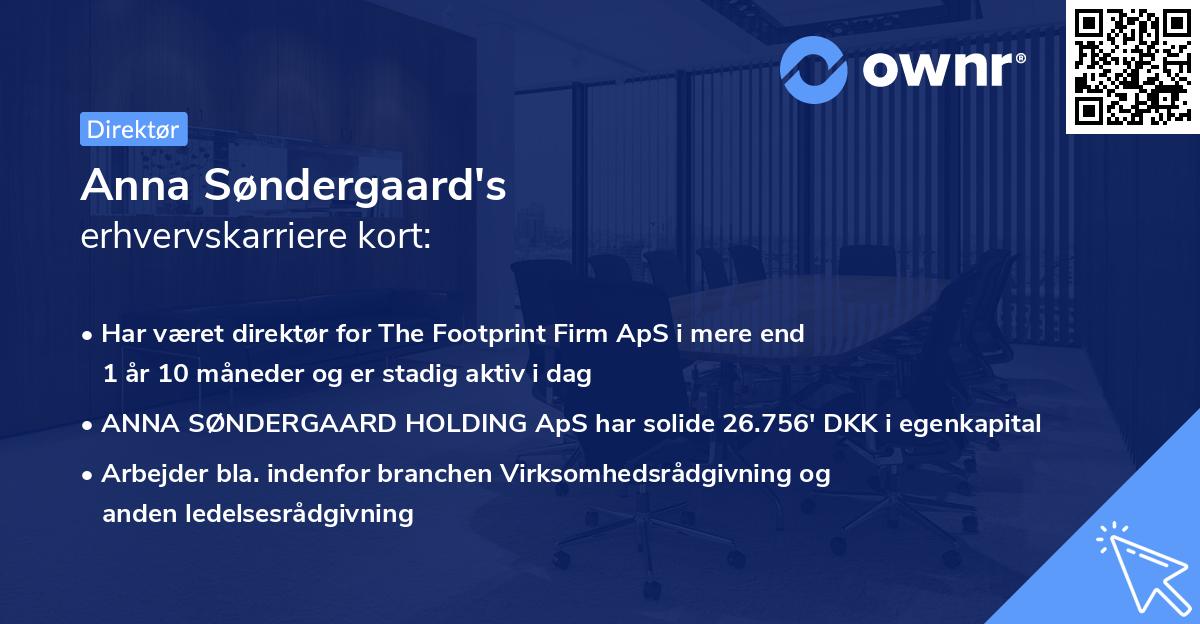 Anna Søndergaard's erhvervskarriere kort