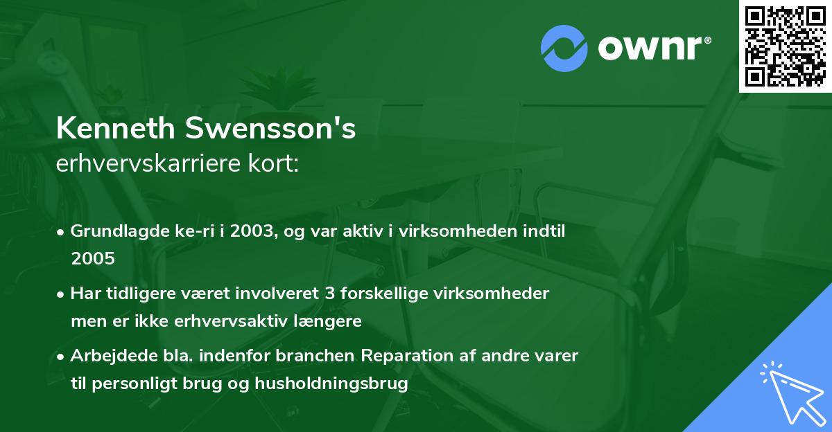 Kenneth Swensson's erhvervskarriere kort