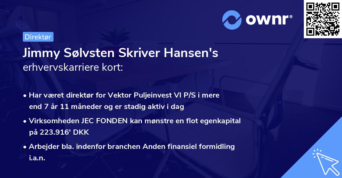 Jimmy Sølvsten Skriver Hansen's erhvervskarriere kort
