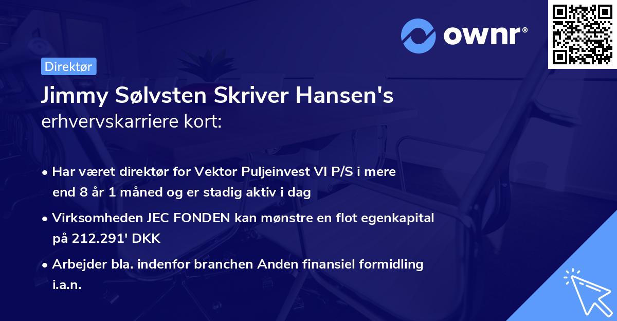Jimmy Sølvsten Skriver Hansen's erhvervskarriere kort