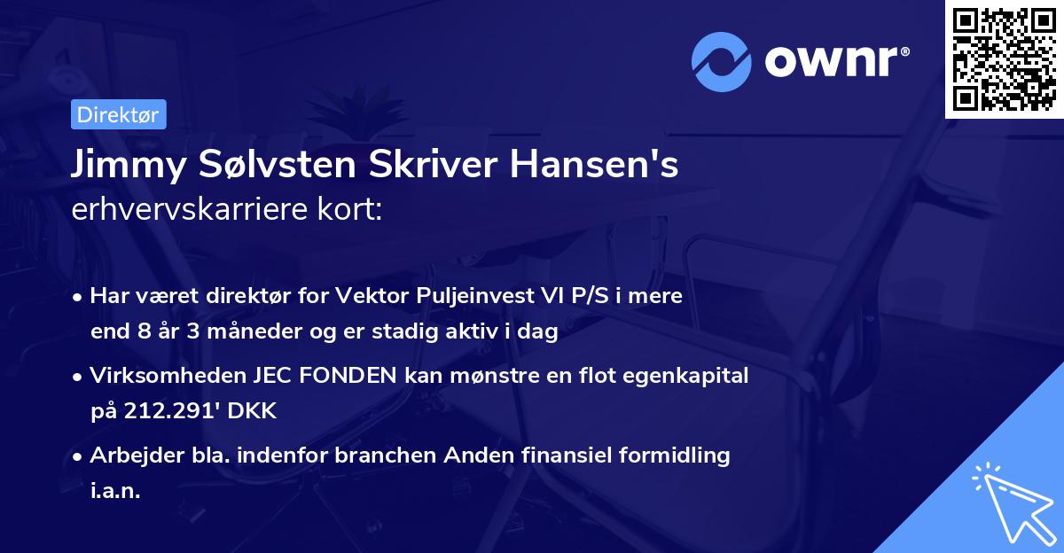 Jimmy Sølvsten Skriver Hansen's erhvervskarriere kort
