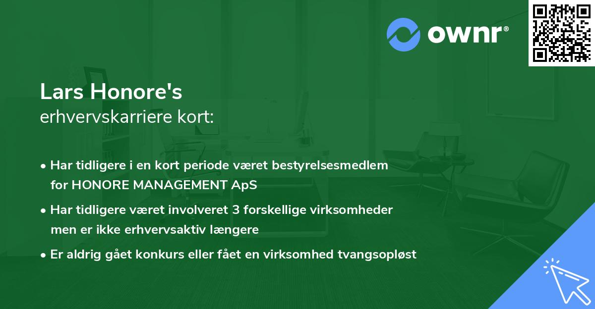 Lars Honore's erhvervskarriere kort
