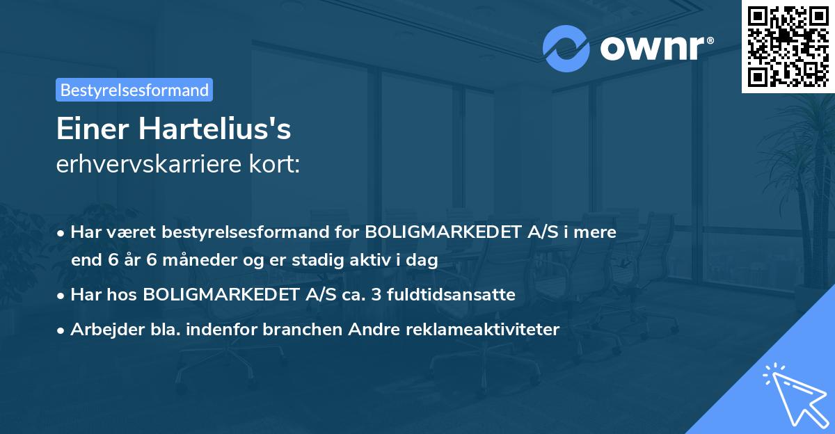 Einer Hartelius's erhvervskarriere kort