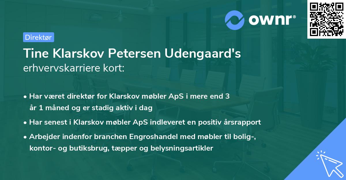 Tine Klarskov Petersen Udengaard's erhvervskarriere kort