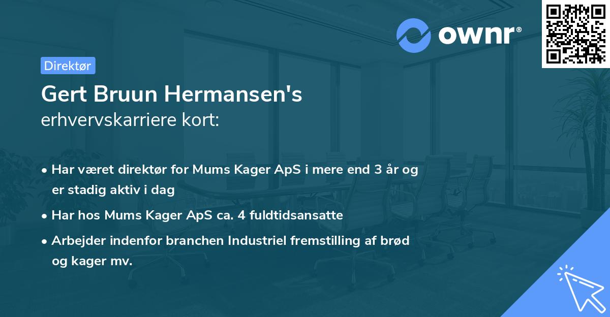 Gert Bruun Hermansen's erhvervskarriere kort