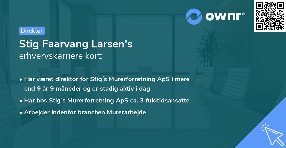 Stig Faarvang Larsen's erhvervskarriere kort