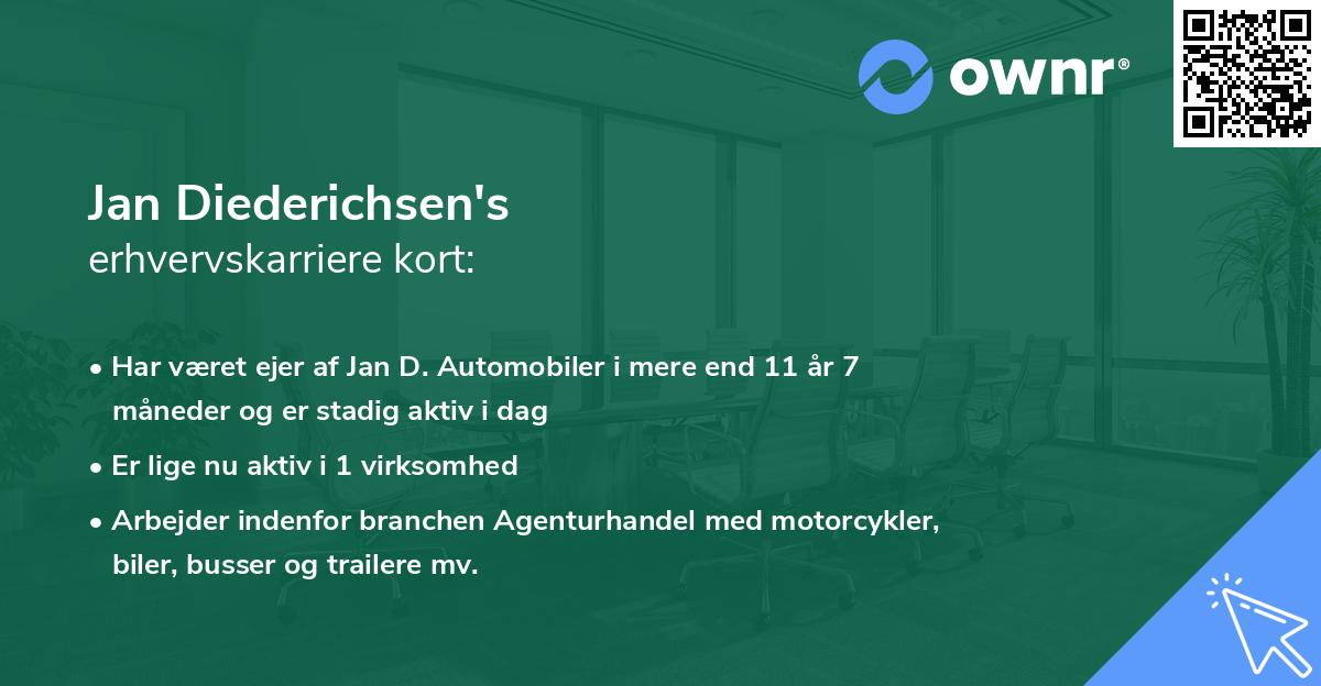 Jan Diederichsen's erhvervskarriere kort