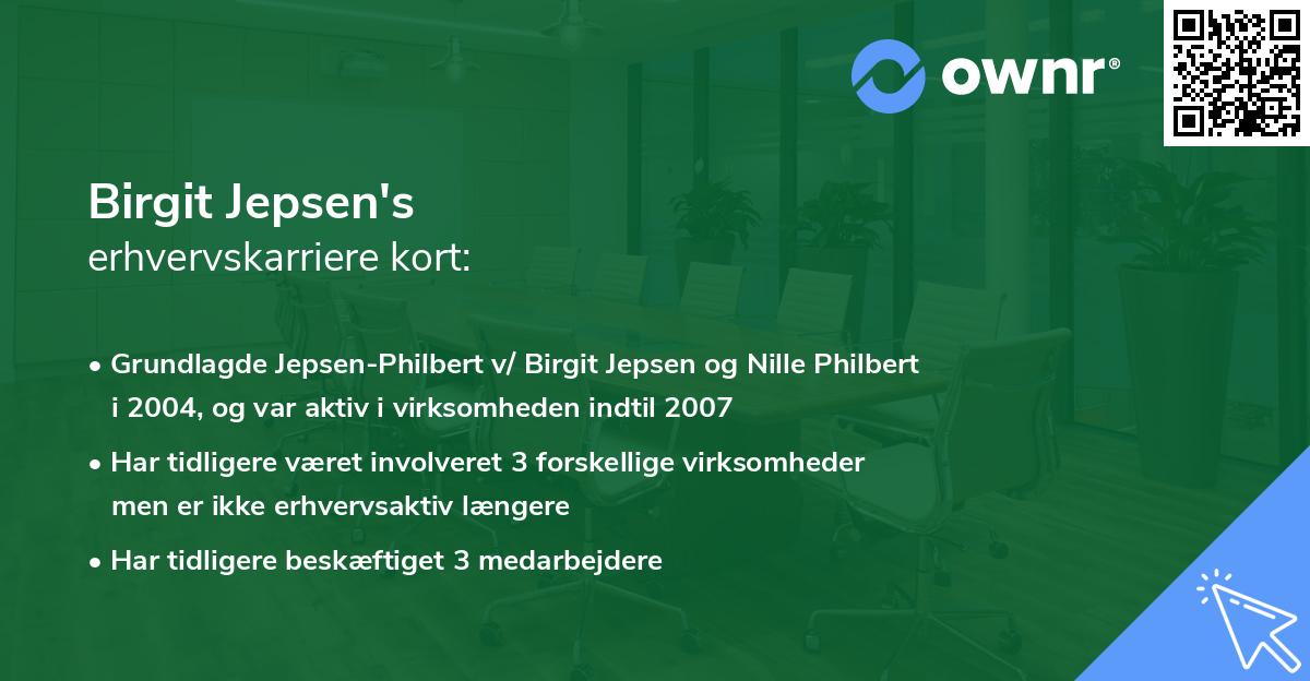 Birgit Jepsen's erhvervskarriere kort