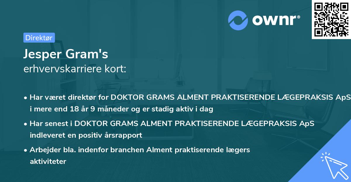 Jesper Gram's erhvervskarriere kort