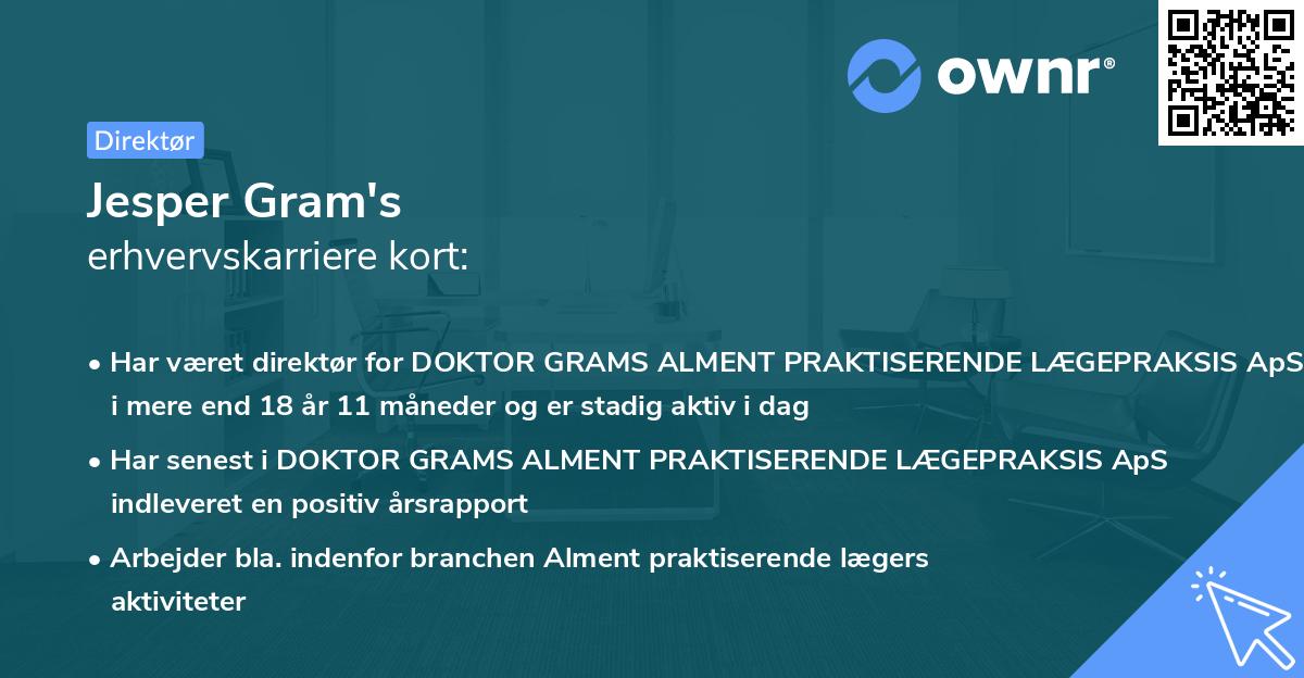 Jesper Gram's erhvervskarriere kort