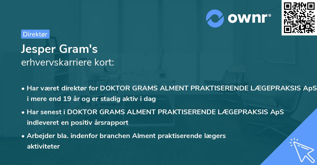 Jesper Gram's erhvervskarriere kort