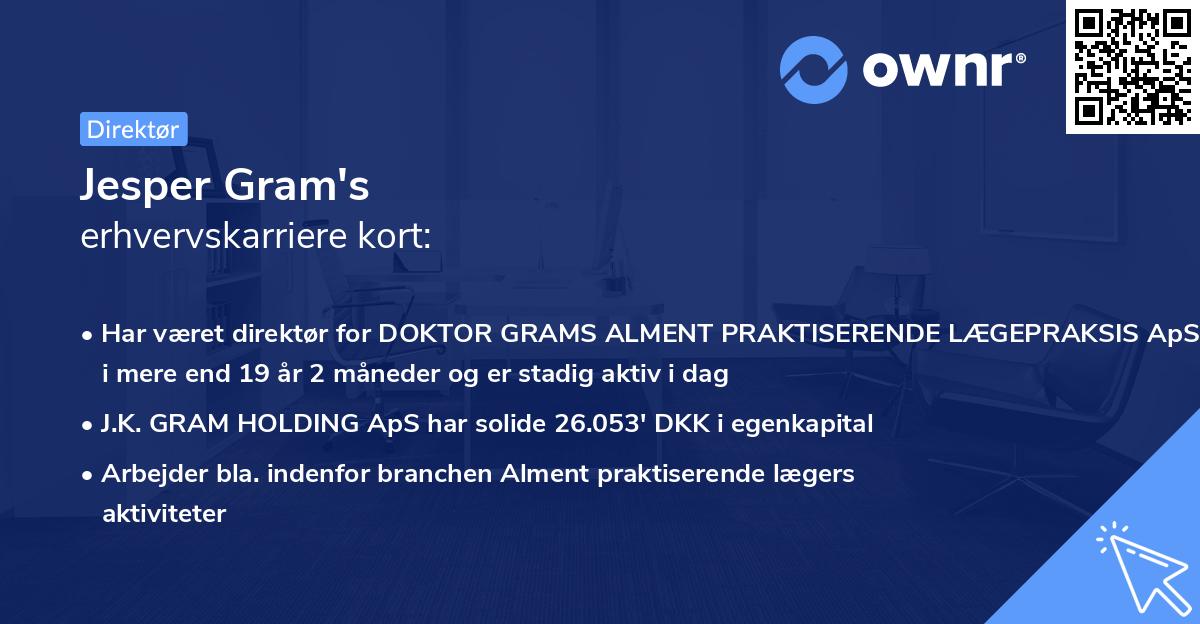 Jesper Gram's erhvervskarriere kort