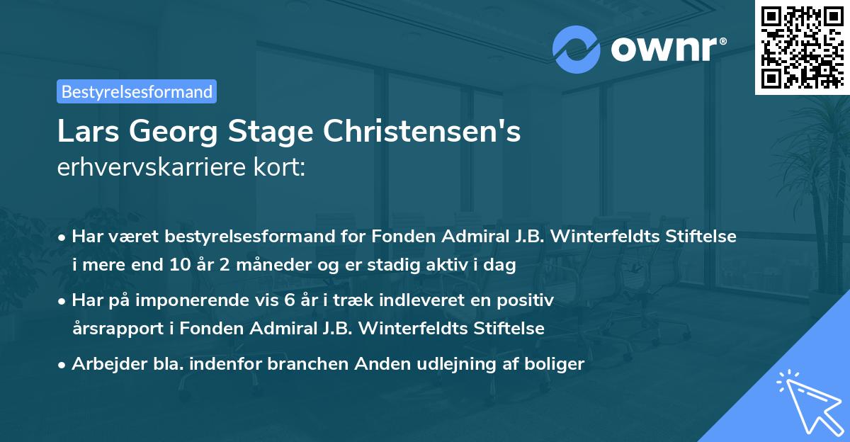 Lars Georg Stage Christensen's erhvervskarriere kort