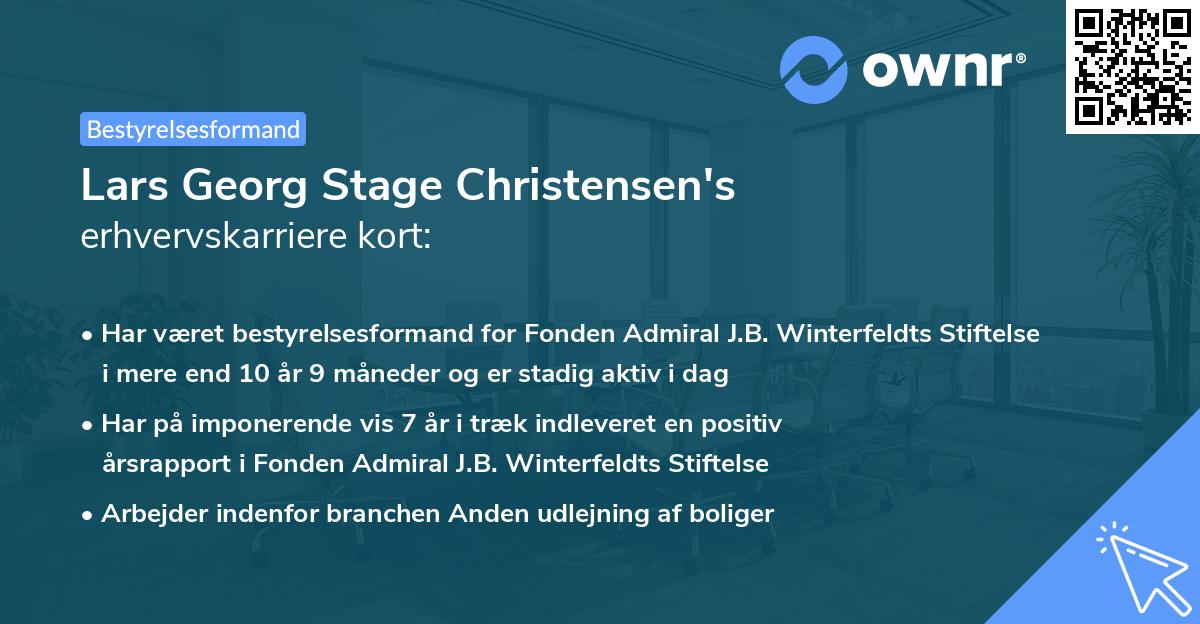 Lars Georg Stage Christensen's erhvervskarriere kort