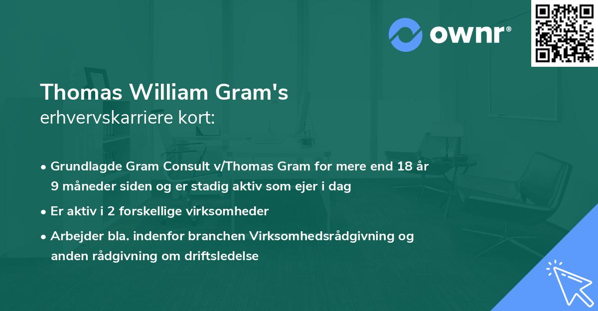 Thomas William Gram's erhvervskarriere kort