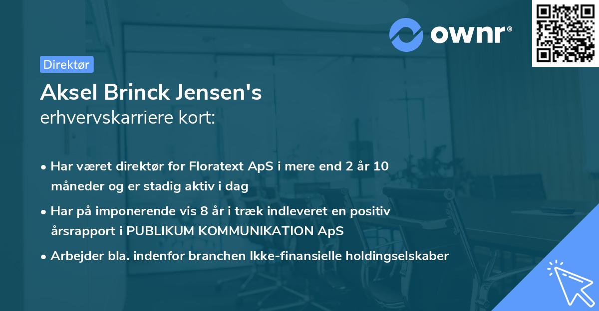Aksel Brinck Jensen's erhvervskarriere kort