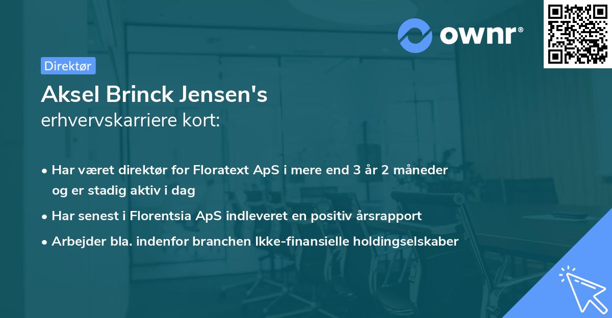 Aksel Brinck Jensen's erhvervskarriere kort