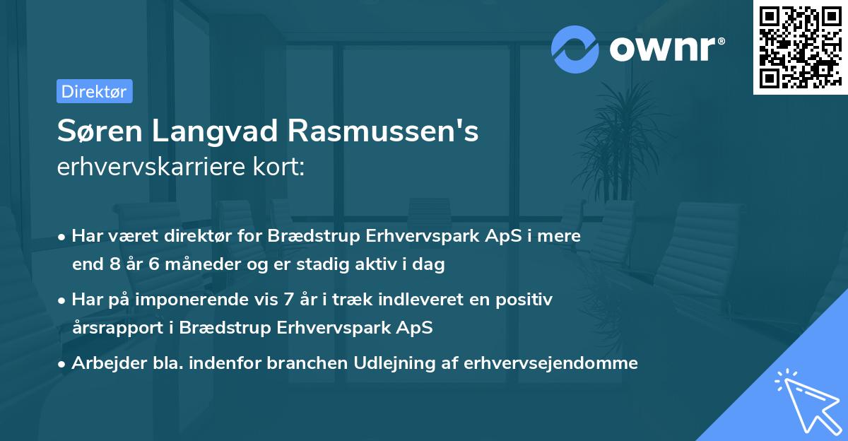 Søren Langvad Rasmussen's erhvervskarriere kort