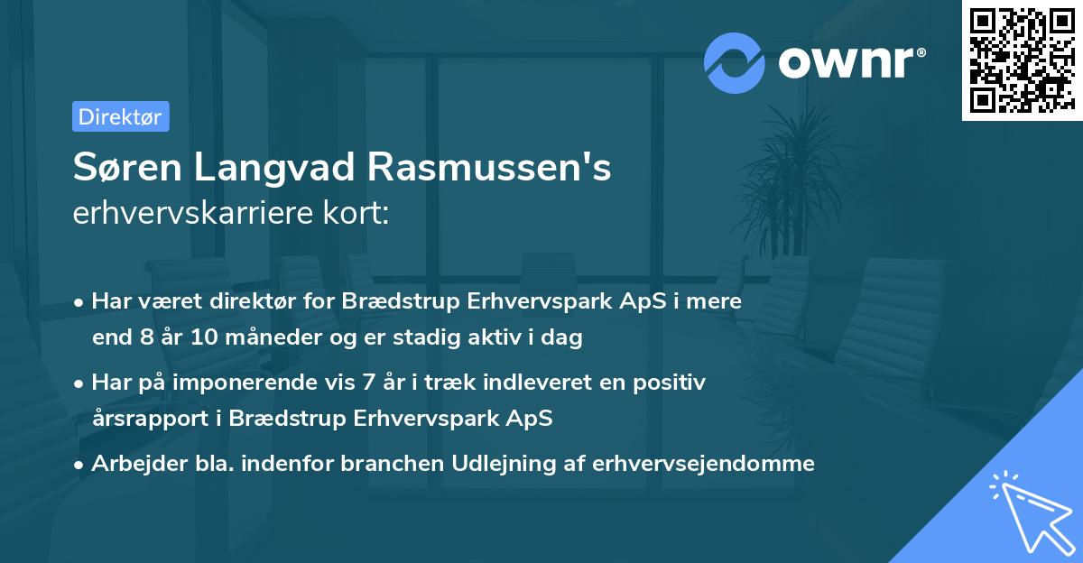 Søren Langvad Rasmussen's erhvervskarriere kort