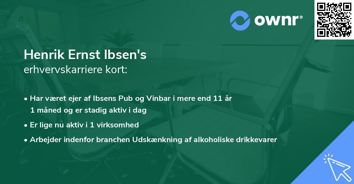 Henrik Ernst Ibsen's erhvervskarriere kort