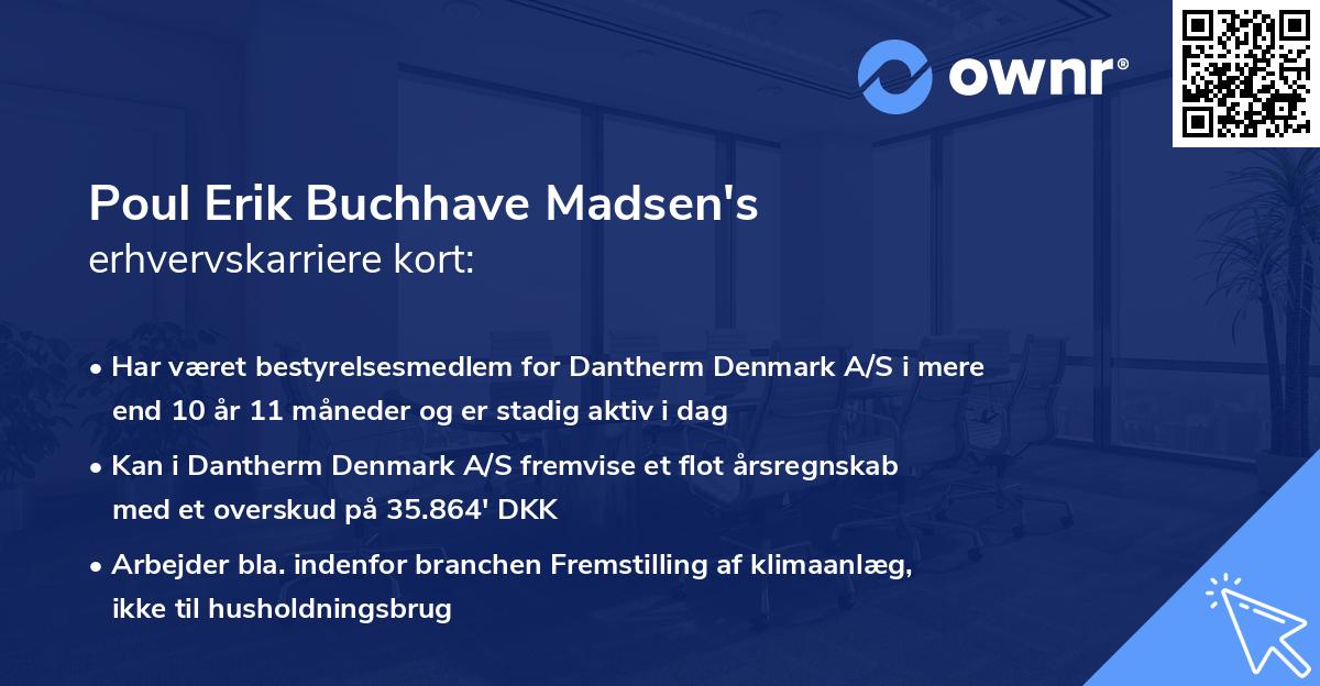 Poul Erik Buchhave Madsen's erhvervskarriere kort