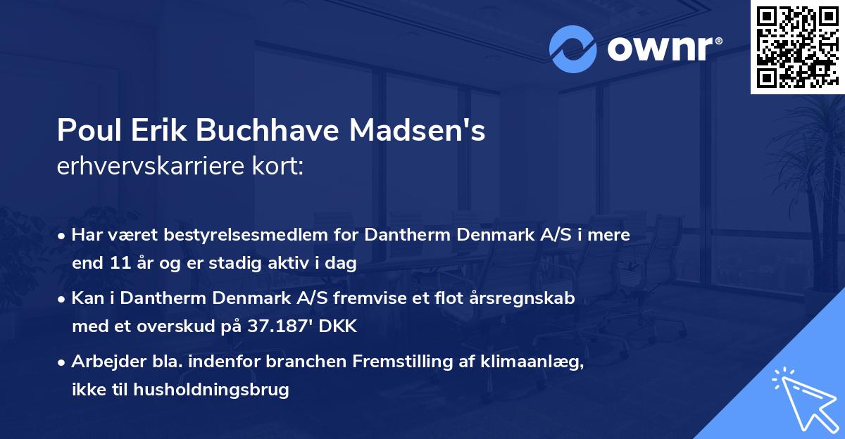 Poul Erik Buchhave Madsen's erhvervskarriere kort