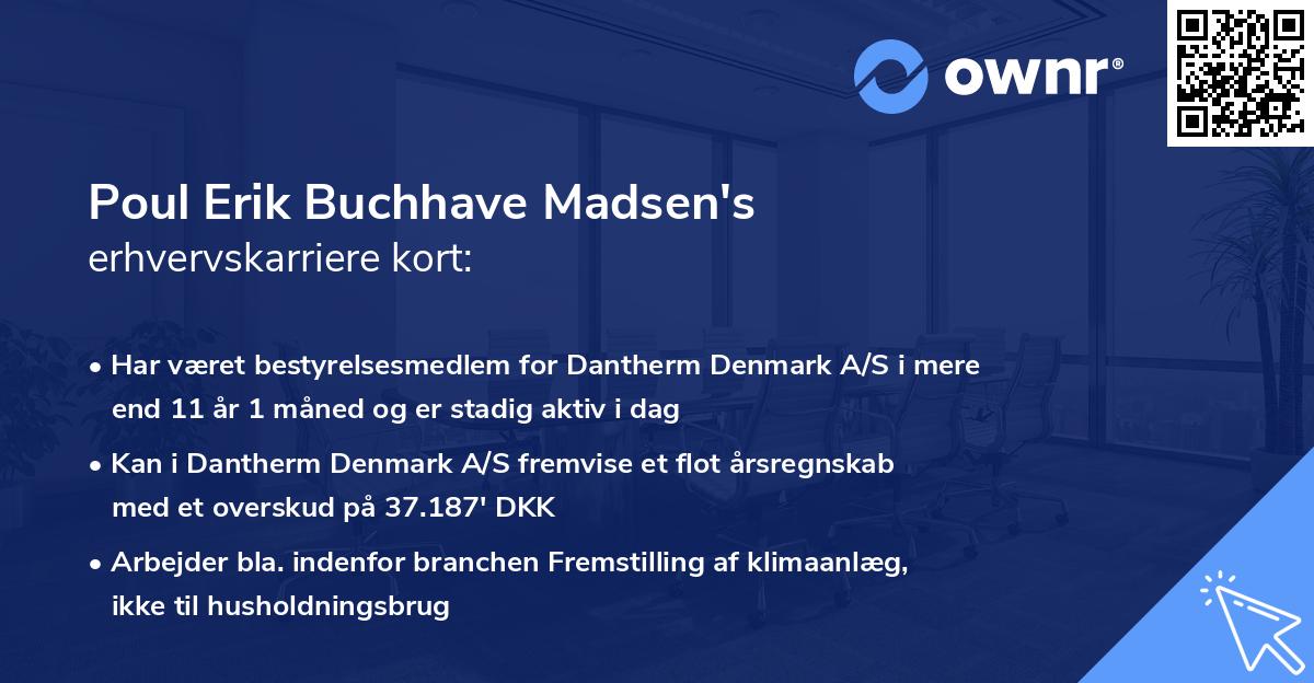 Poul Erik Buchhave Madsen's erhvervskarriere kort