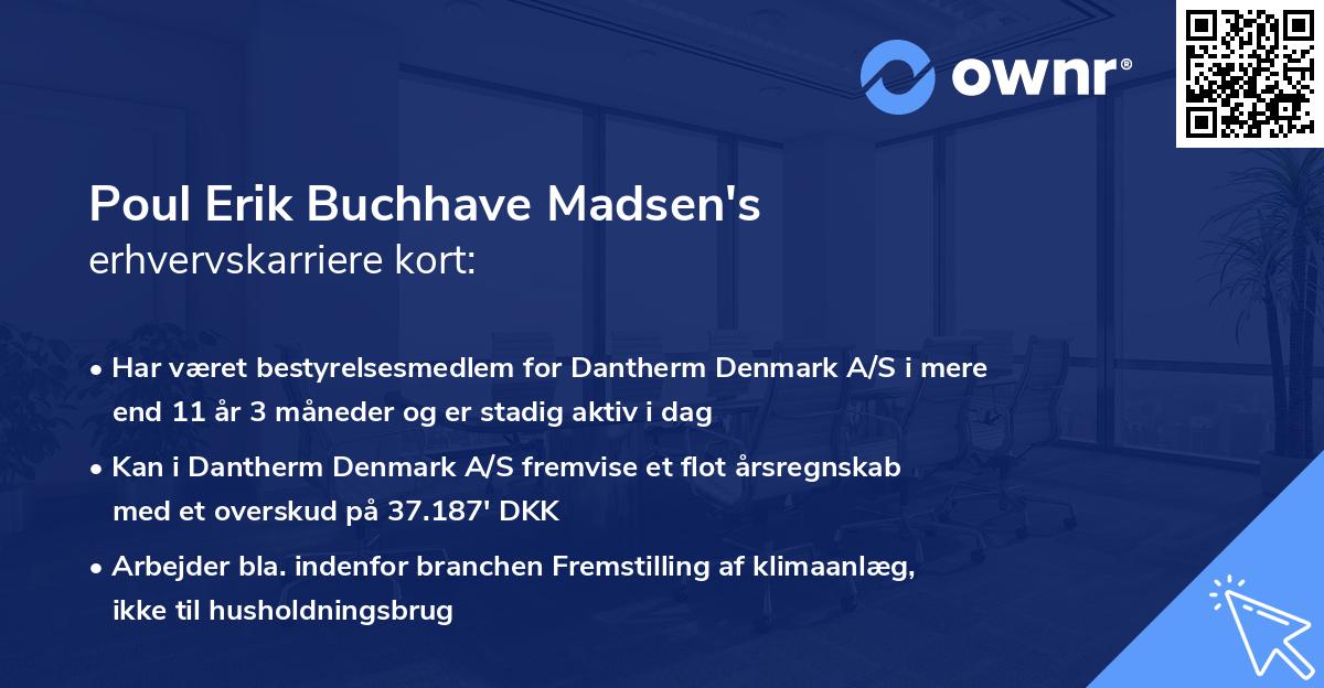Poul Erik Buchhave Madsen's erhvervskarriere kort
