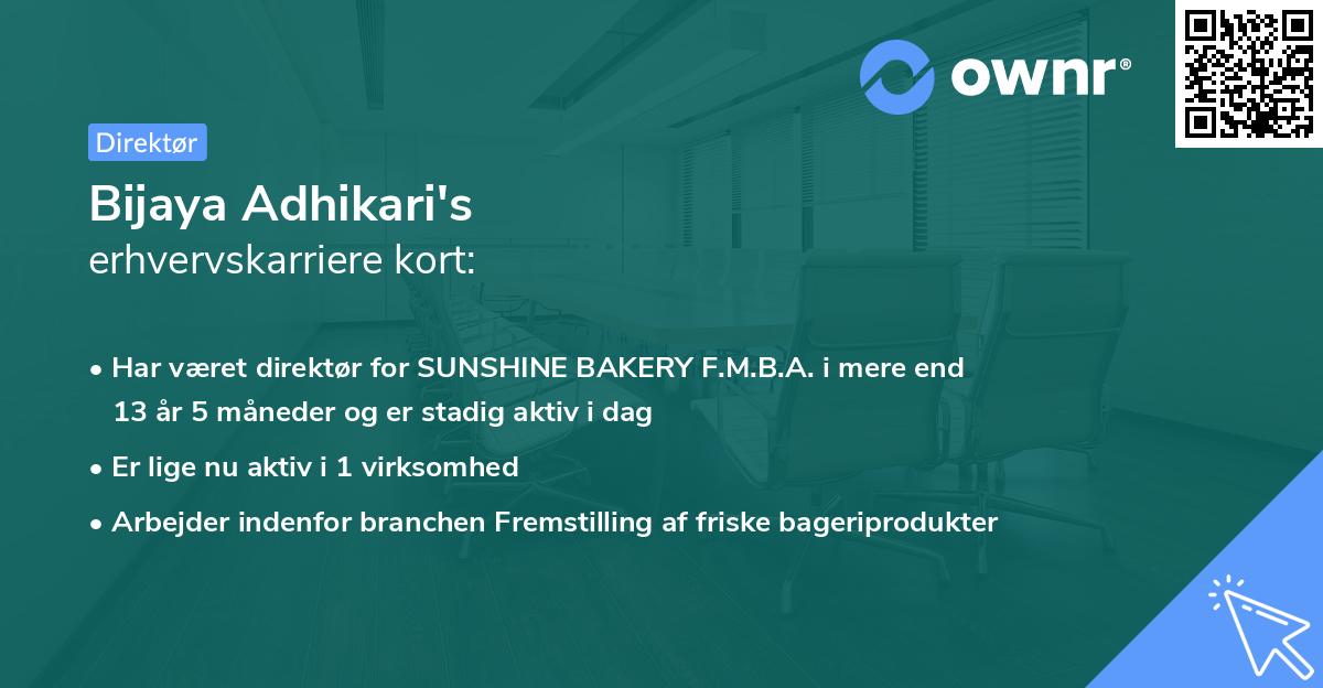 Bijaya Adhikari's erhvervskarriere kort