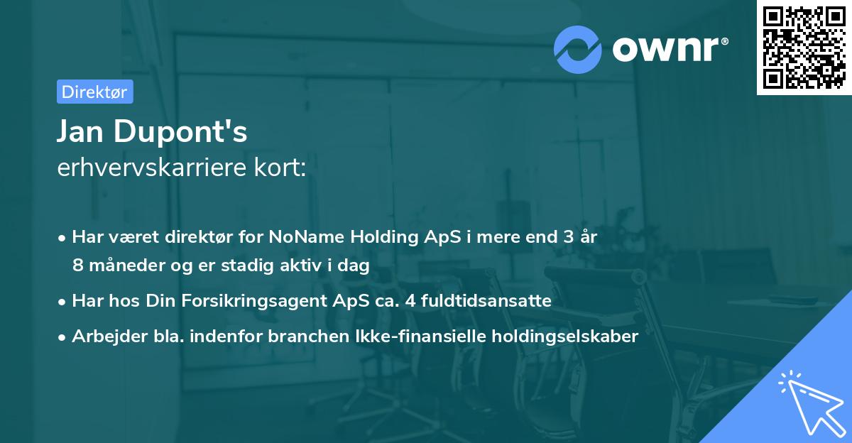 Jan Dupont's erhvervskarriere kort