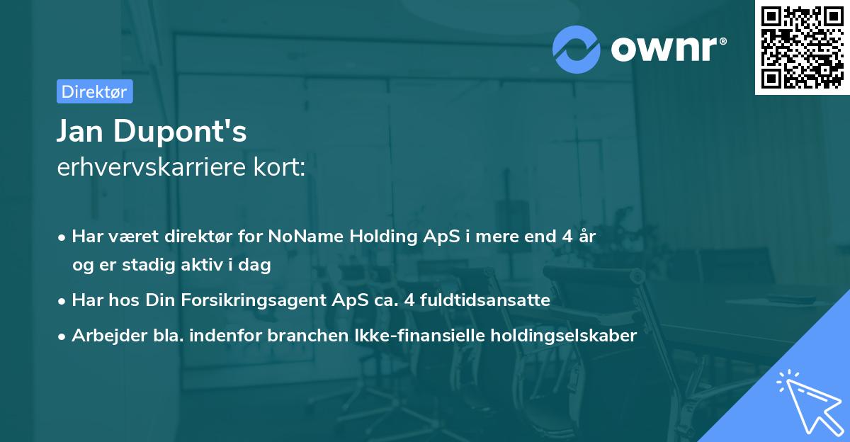 Jan Dupont's erhvervskarriere kort