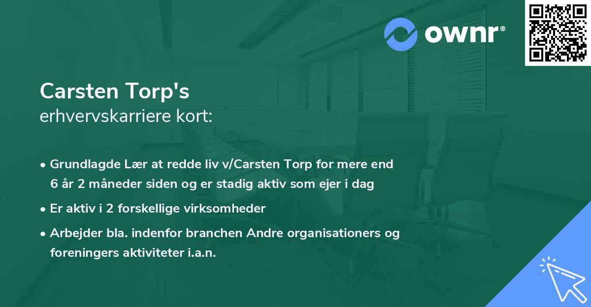Carsten Torp's erhvervskarriere kort