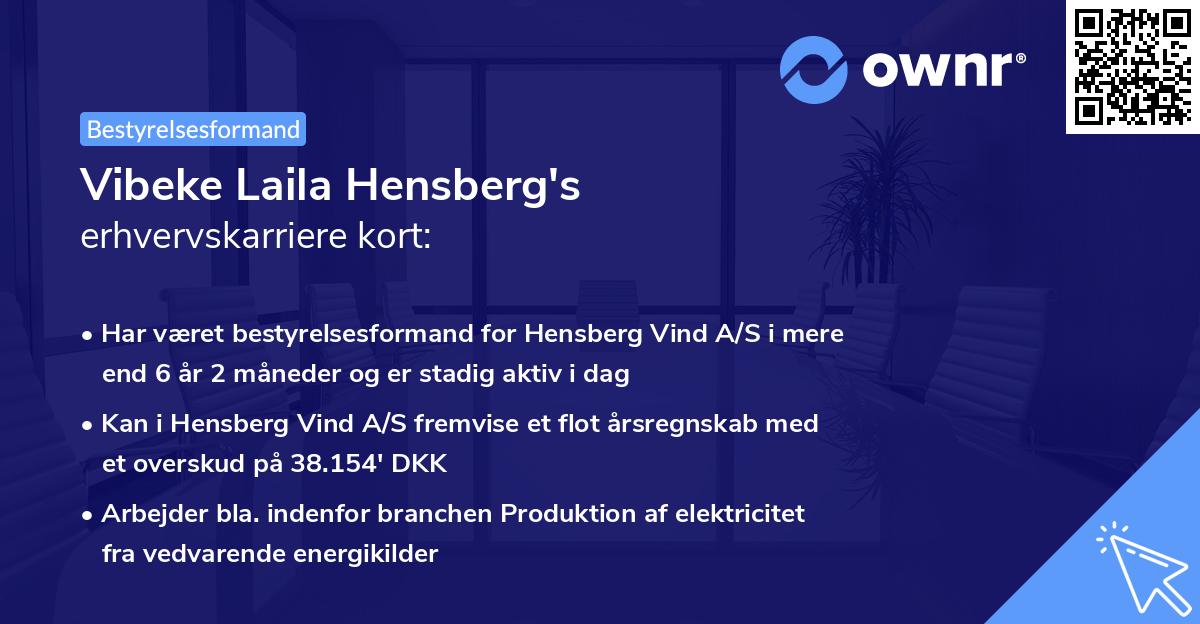 Vibeke Laila Hensberg's erhvervskarriere kort