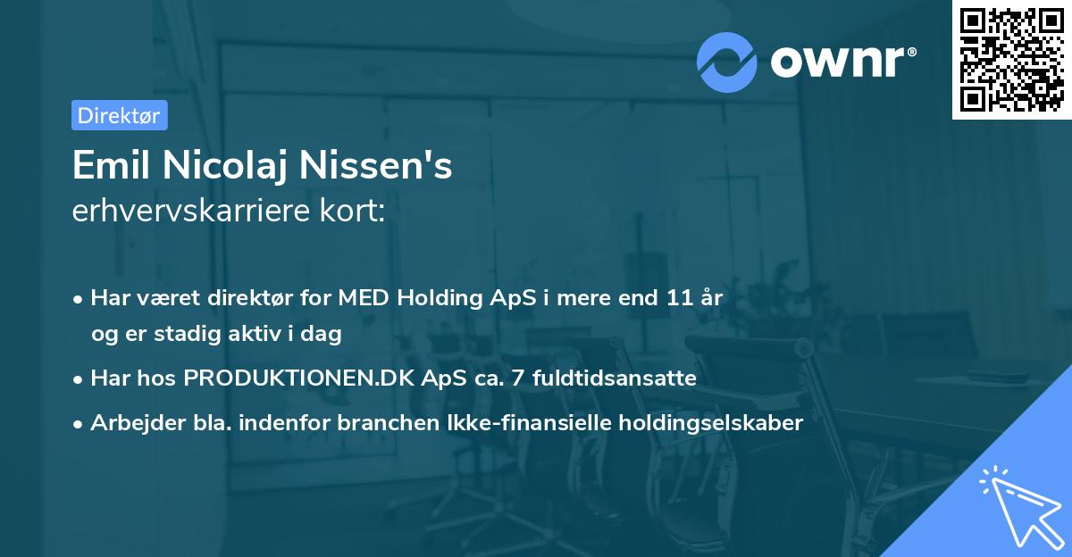 Emil Nicolaj Nissen's erhvervskarriere kort