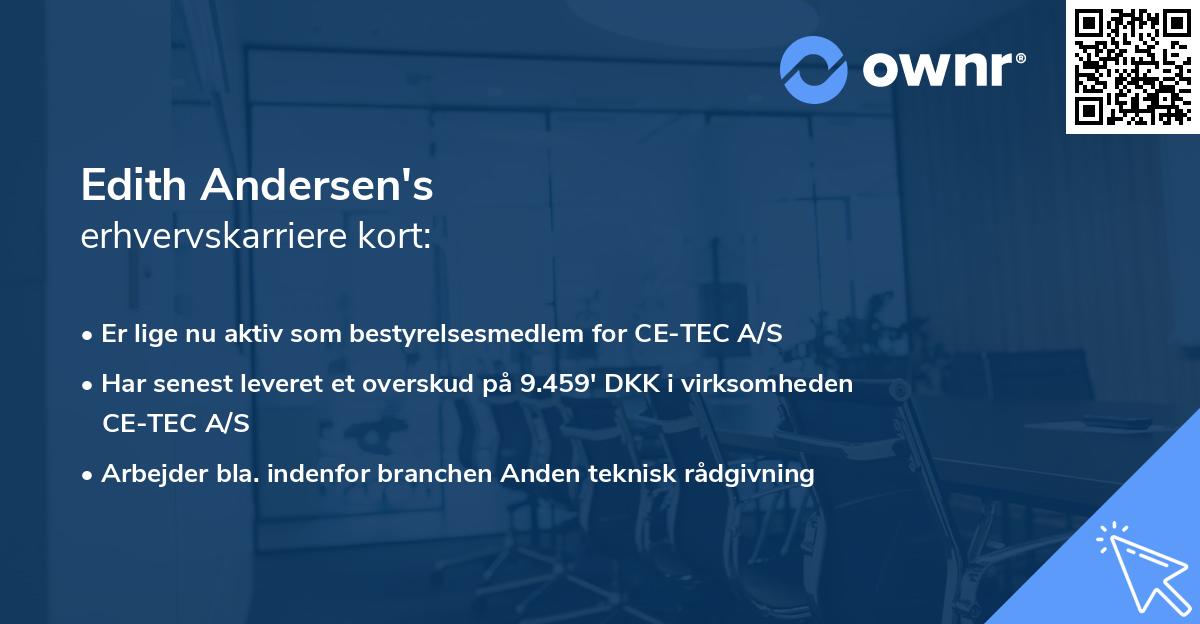 Edith Andersen's erhvervskarriere kort