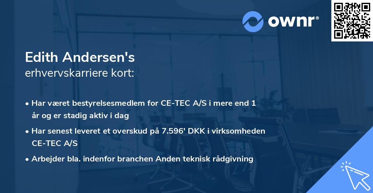 Edith Andersen's erhvervskarriere kort