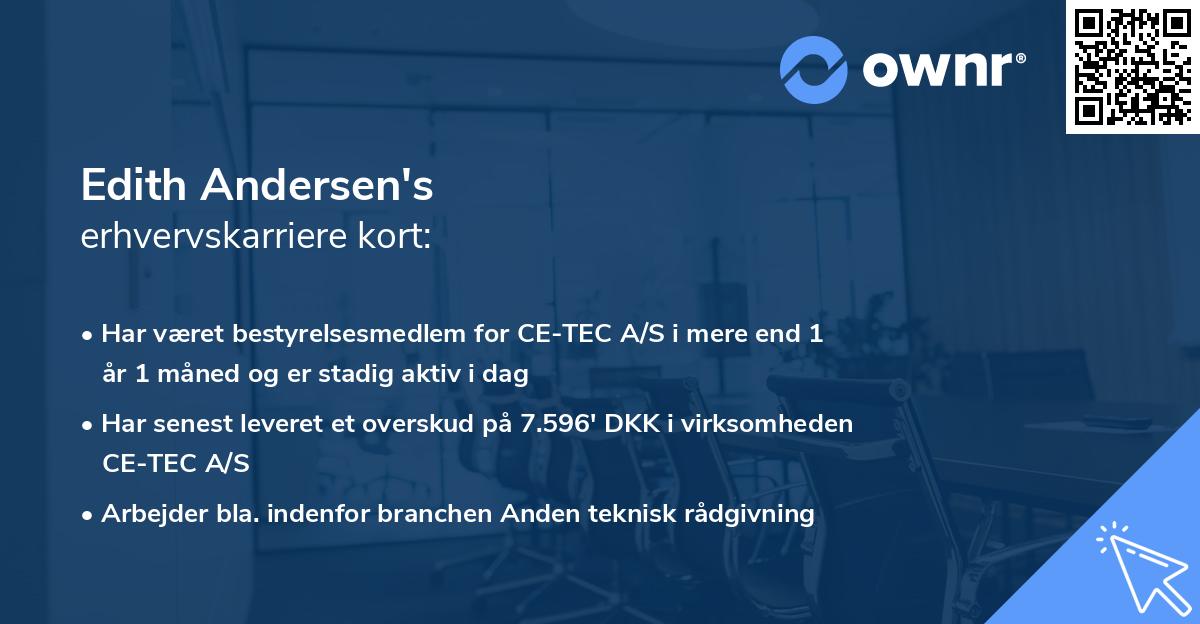 Edith Andersen's erhvervskarriere kort