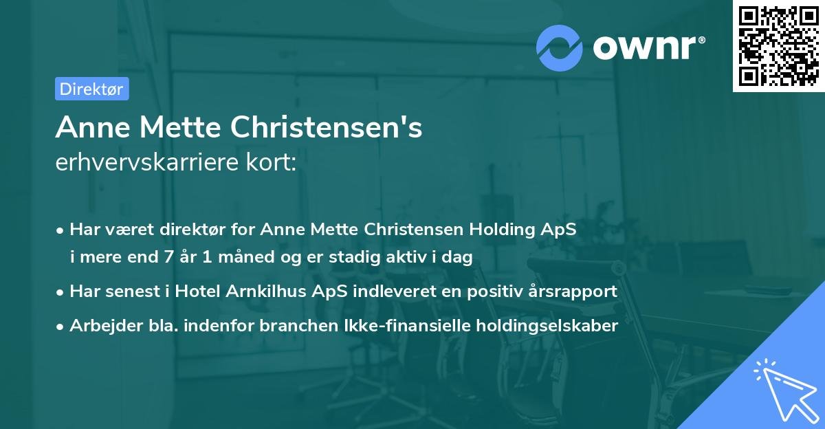 Anne Mette Christensen's erhvervskarriere kort