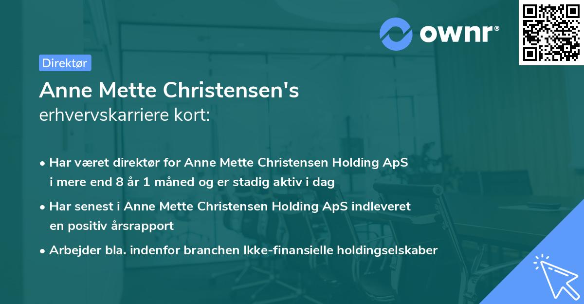 Anne Mette Christensen's erhvervskarriere kort