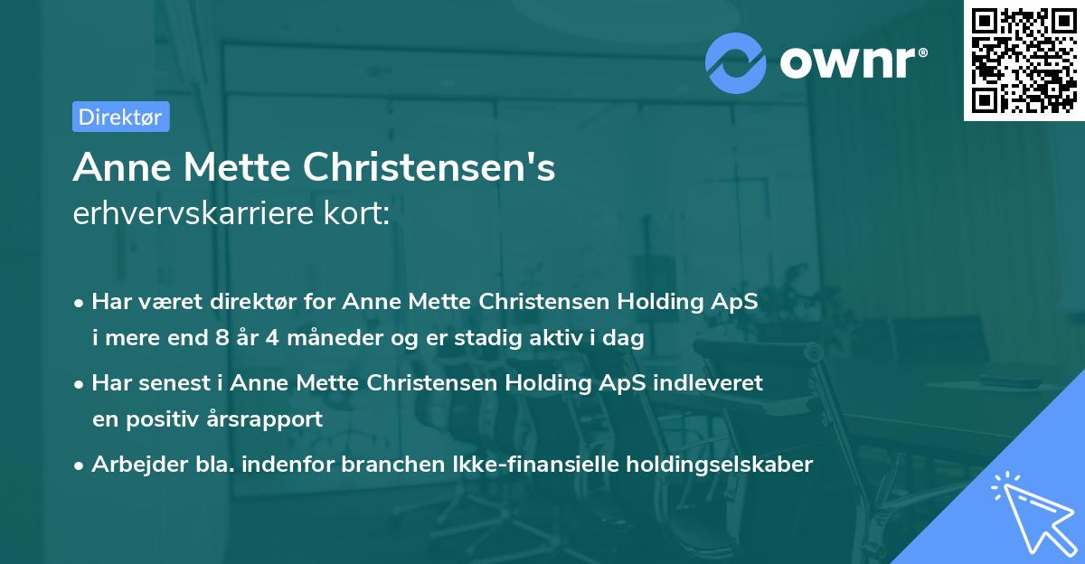 Anne Mette Christensen's erhvervskarriere kort