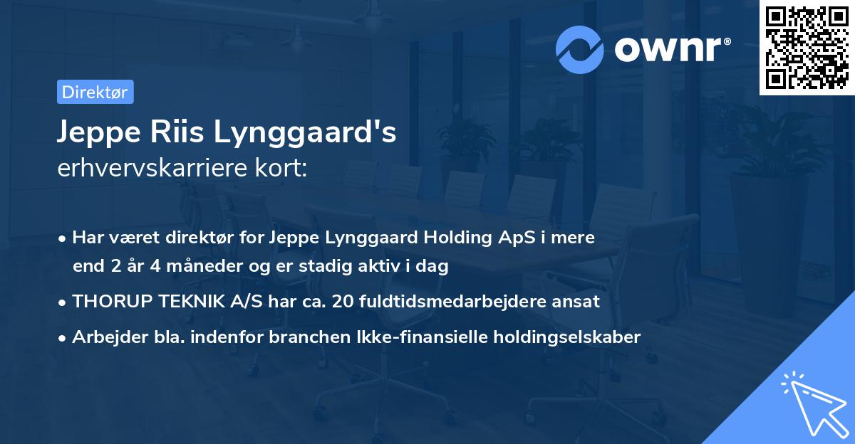 Jeppe Riis Lynggaard's erhvervskarriere kort