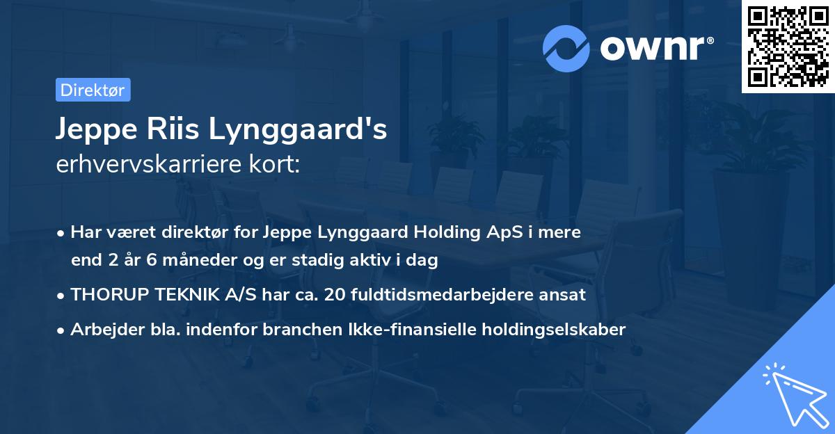 Jeppe Riis Lynggaard's erhvervskarriere kort