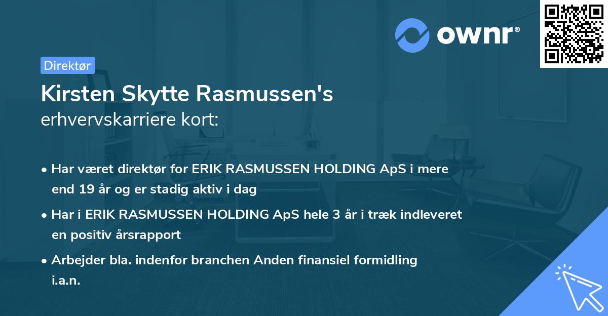 Kirsten Skytte Rasmussen's erhvervskarriere kort