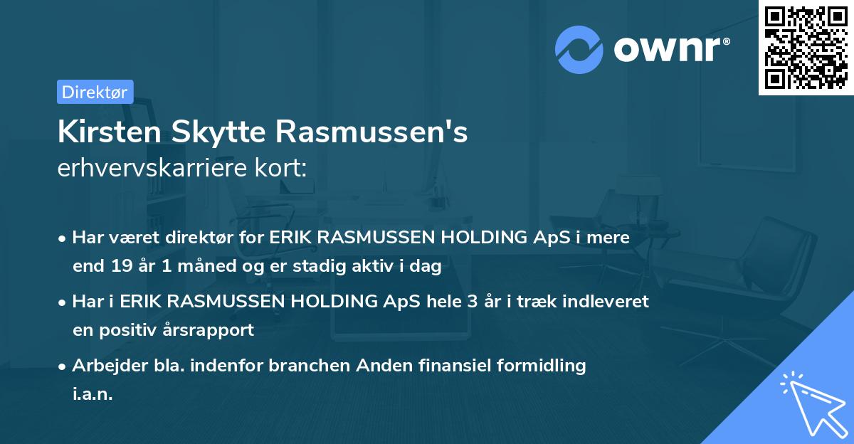 Kirsten Skytte Rasmussen's erhvervskarriere kort