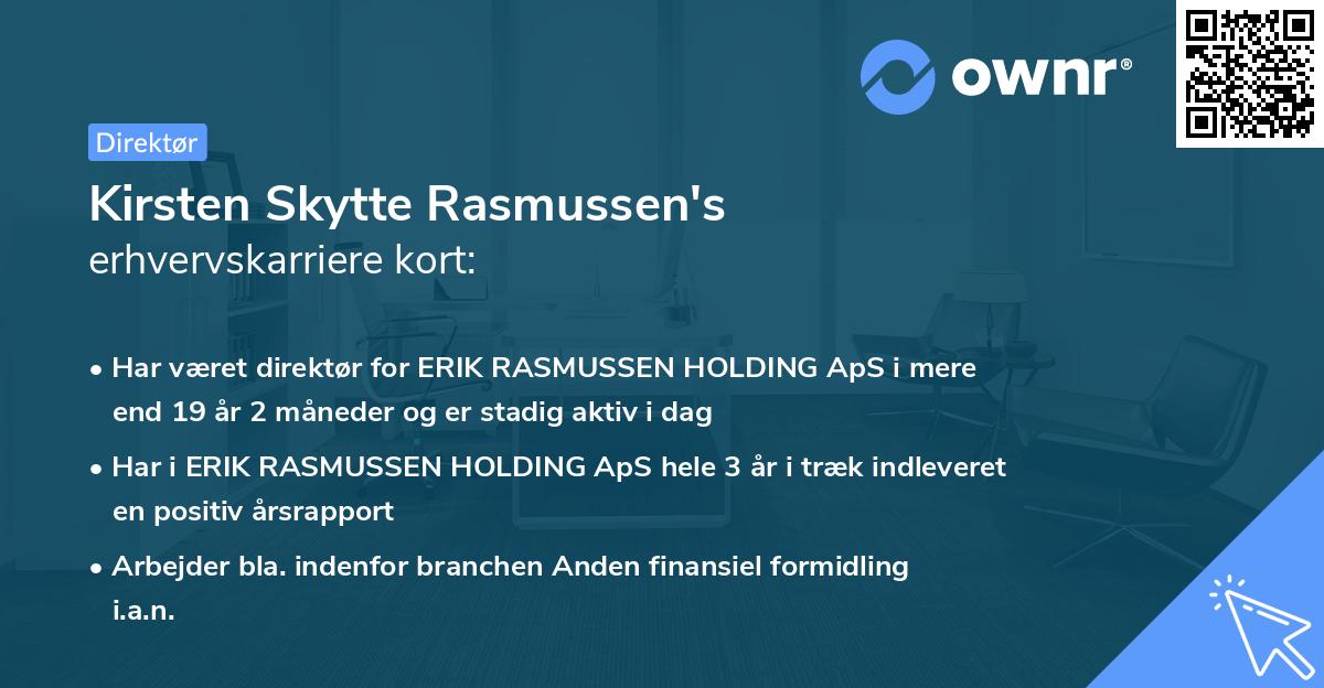 Kirsten Skytte Rasmussen's erhvervskarriere kort