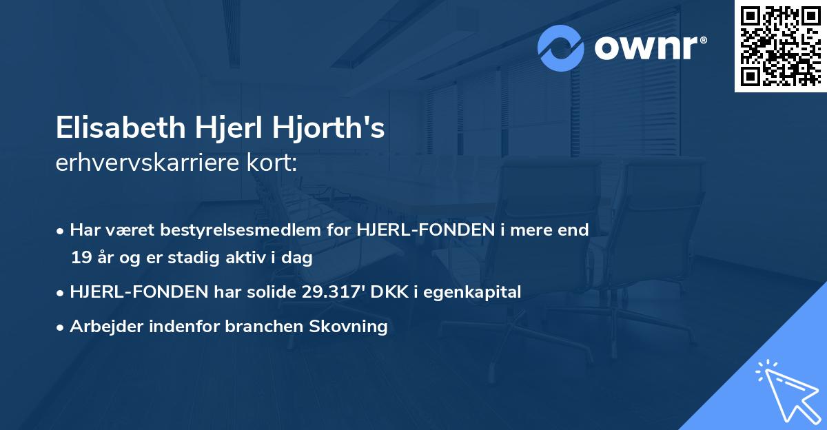 Elisabeth Hjerl Hjorth's erhvervskarriere kort