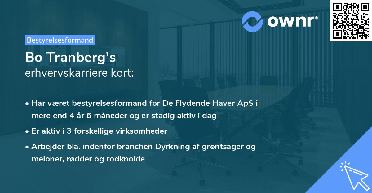 Bo Tranberg's erhvervskarriere kort