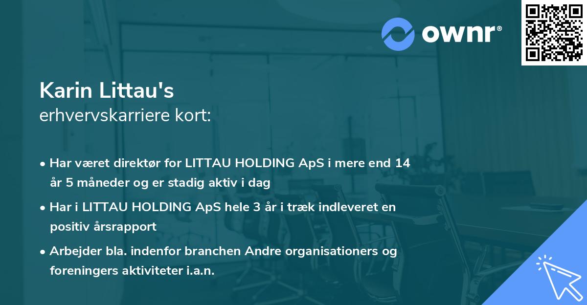 Karin Littau's erhvervskarriere kort