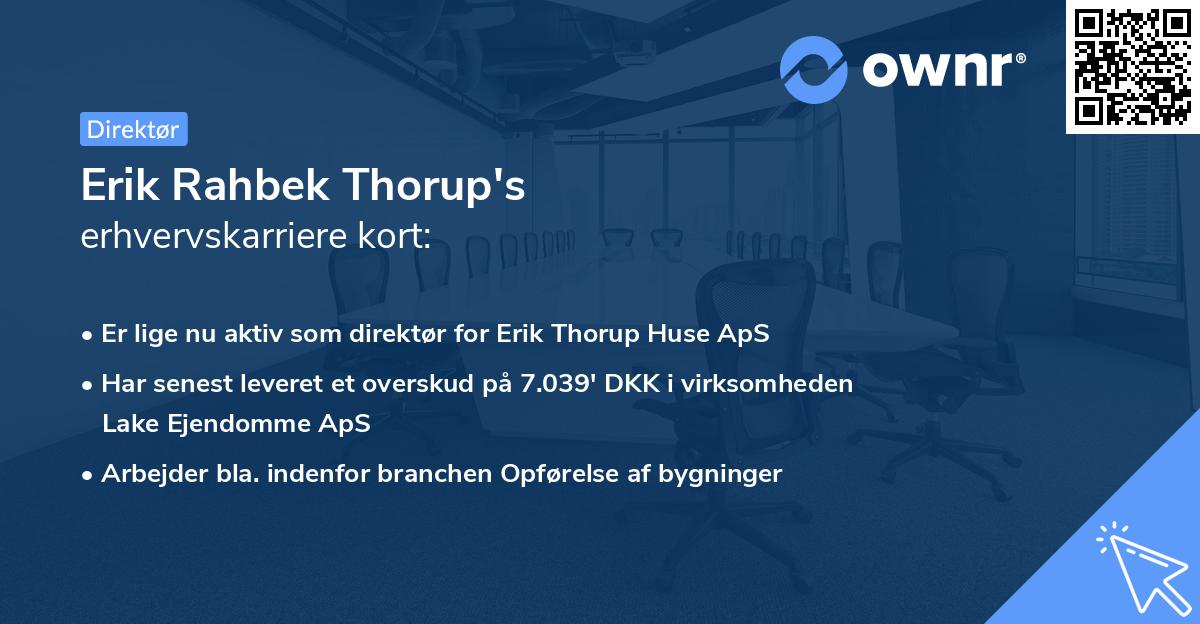 Erik Rahbek Thorup's erhvervskarriere kort